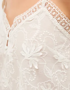 Rosie Embroidered Cami Top White