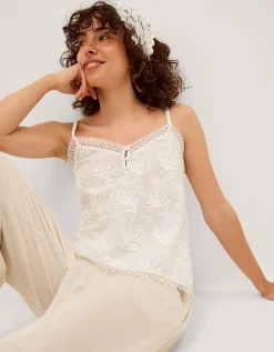 Rosie Embroidered Cami Top White