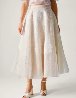 Rosie Embroidered Floral Wedding Skirt Ivory