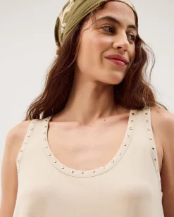Sabia Stud Jersey Cami Top Natural