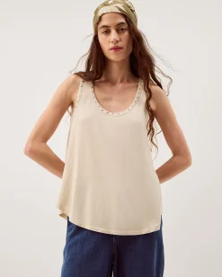 Sabia Stud Jersey Cami Top Natural