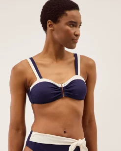 Sabrina Two Tone Bikini Top Blue