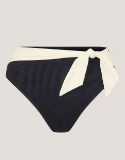Sabrina Two Tone High Waist Bikini Bottoms Black