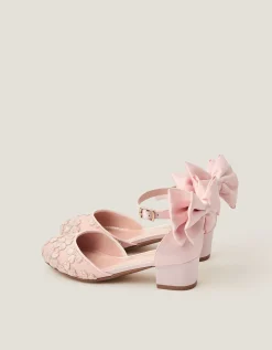 Sara Embroidered Flower Heels Pink