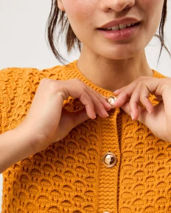 Sarna Textured Knit Cardigan Yellow