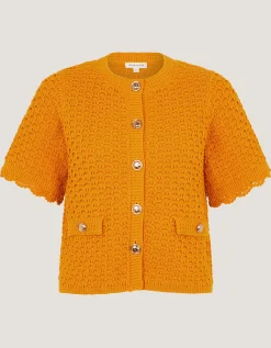 Sarna Textured Knit Cardigan Yellow
