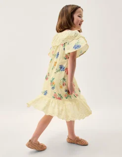 Sasha Floral Broderie Dress Yellow