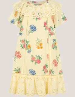 Sasha Floral Broderie Dress Yellow
