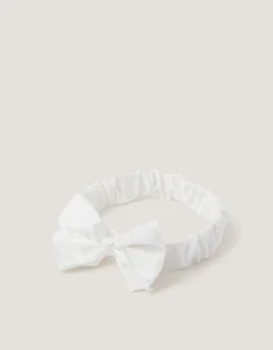 Satin Bow Bando Headband Ivory
