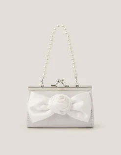 Satin Rose Bow Mini Bag Ivory