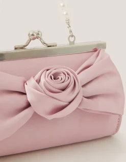 Satin Rose Bow Mini Bag Pink