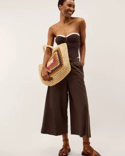 Saylor Halter Two Tone Swimsuit Brown