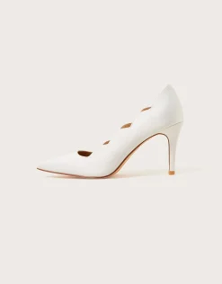Scallop Satin Bridal Court Shoes Ivory