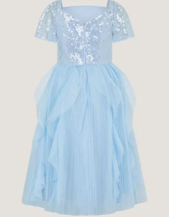 Scarla Sequin Ruffle Party Dress Blue