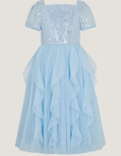 Scarla Sequin Ruffle Party Dress Blue