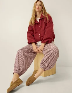 Scarlet Stripe Balloon Trousers Red