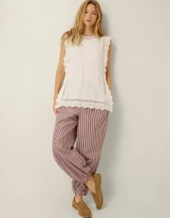 Scarlet Stripe Balloon Trousers Red