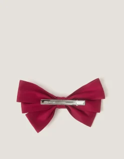 School Bow Hair Clip Red