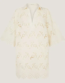 Selena Floral Embroidered Tunic Shirt Cream