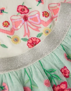 Sequin Bow Top & Floral Skirt Set Multi