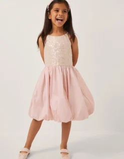 Sequin Bubble Hem Party Dress Pink