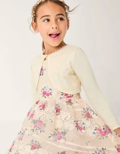 Sequin Flower Embellished Cardigan White