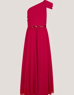 Sequin One-Shoulder Prom Dress Red