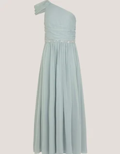 Sequin One-Shoulder Prom Dress Teal