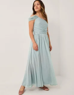 Sequin One-Shoulder Prom Dress Teal