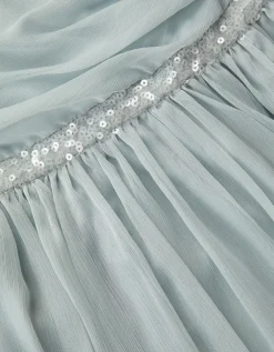 Sequin One-Shoulder Prom Dress Teal