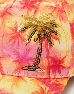 Sequin Palm Sunset Cap Pink