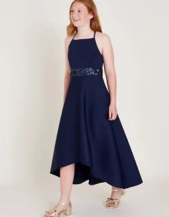 Sequin Scuba Prom Dress Blue