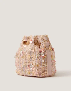 Sequin Tweed Bucket Bag