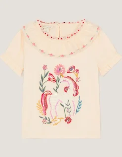 Sequin Unicorn Collar Top Ivory
