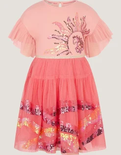 Sequin Unicorn Disco Dress Pink