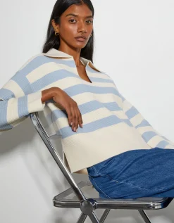 Shay Stripe Collar Jumper Blue