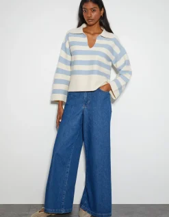 Shay Stripe Collar Jumper Blue