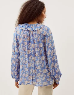 Sian Floral Print Blouse Blue