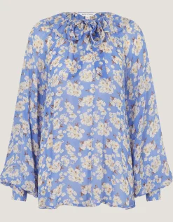 Sian Floral Print Blouse Blue