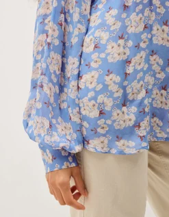 Sian Floral Print Blouse Blue