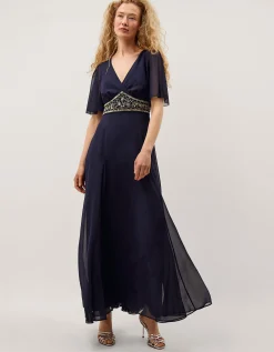 Sienna Embellished Maxi Dress Blue