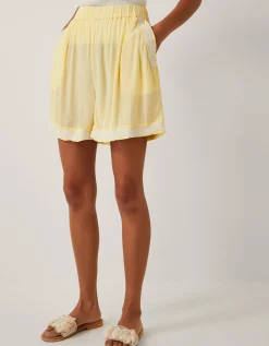 Sienna Ricrac Crinkle Shorts Yellow