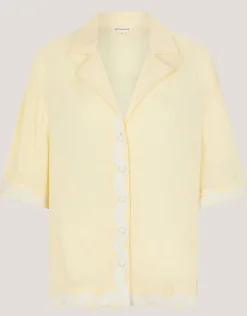 Sienna Ricrac Short Sleeve Shirt Yellow