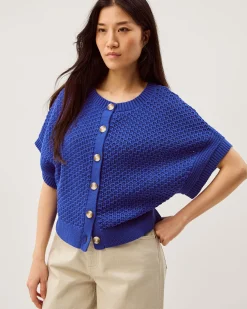Sienna Short Sleeve Knit Cardigan Blue