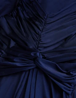 Skye Ruched Knot Jersey Prom Dress Blue