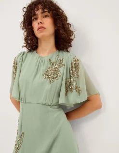 Skyler Floral Embellished Maxi Dress Green