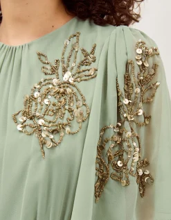 Skyler Floral Embellished Maxi Dress Green