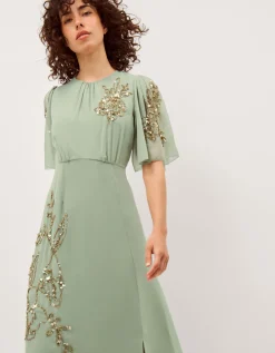 Skyler Floral Embellished Maxi Dress Green