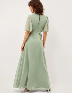 Skyler Floral Embellished Maxi Dress Green