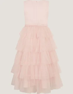 Sleeveless Tiered Party Dress Pink